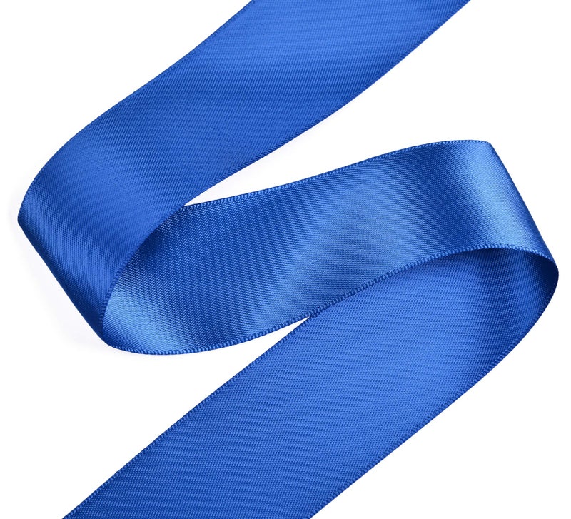 YAMA Royal Blue Double Faced Satin Ribbon, 1 1/2 Inch 25 Yards, Great for Crafts Bows Flower Bouquet Wedding Home Decor Gift Wrapping - Image 3